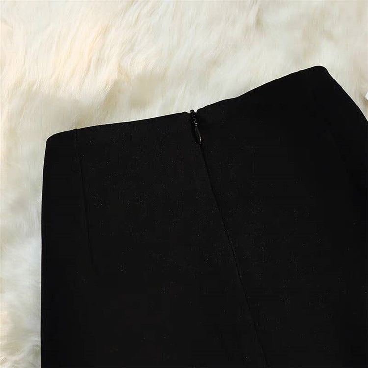 Mid-length Straight Skirt with Draping Effect for Effortless Style