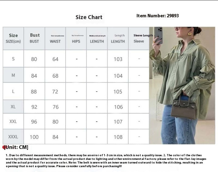 Pleated Lapel Splicing Blouse with Long Sleeve Design