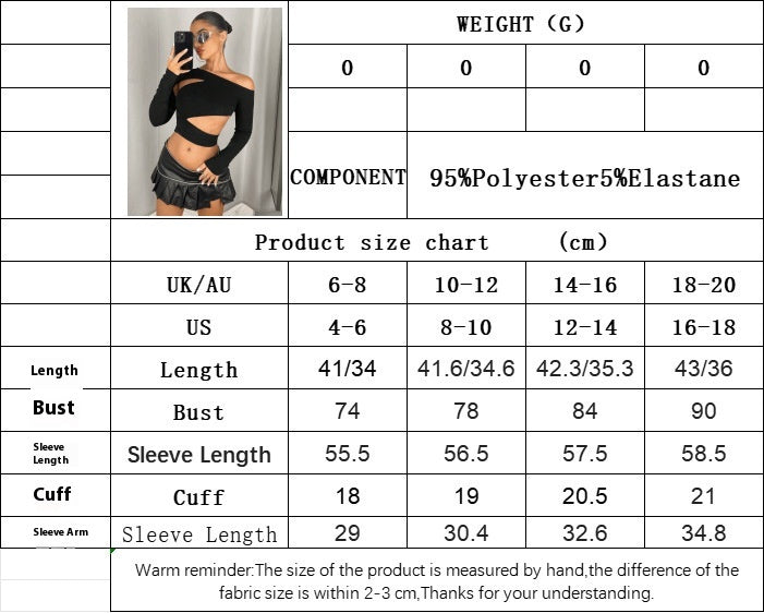 Slim Fit Off-the-Shoulder Navel T-Shirt with Irregular Design