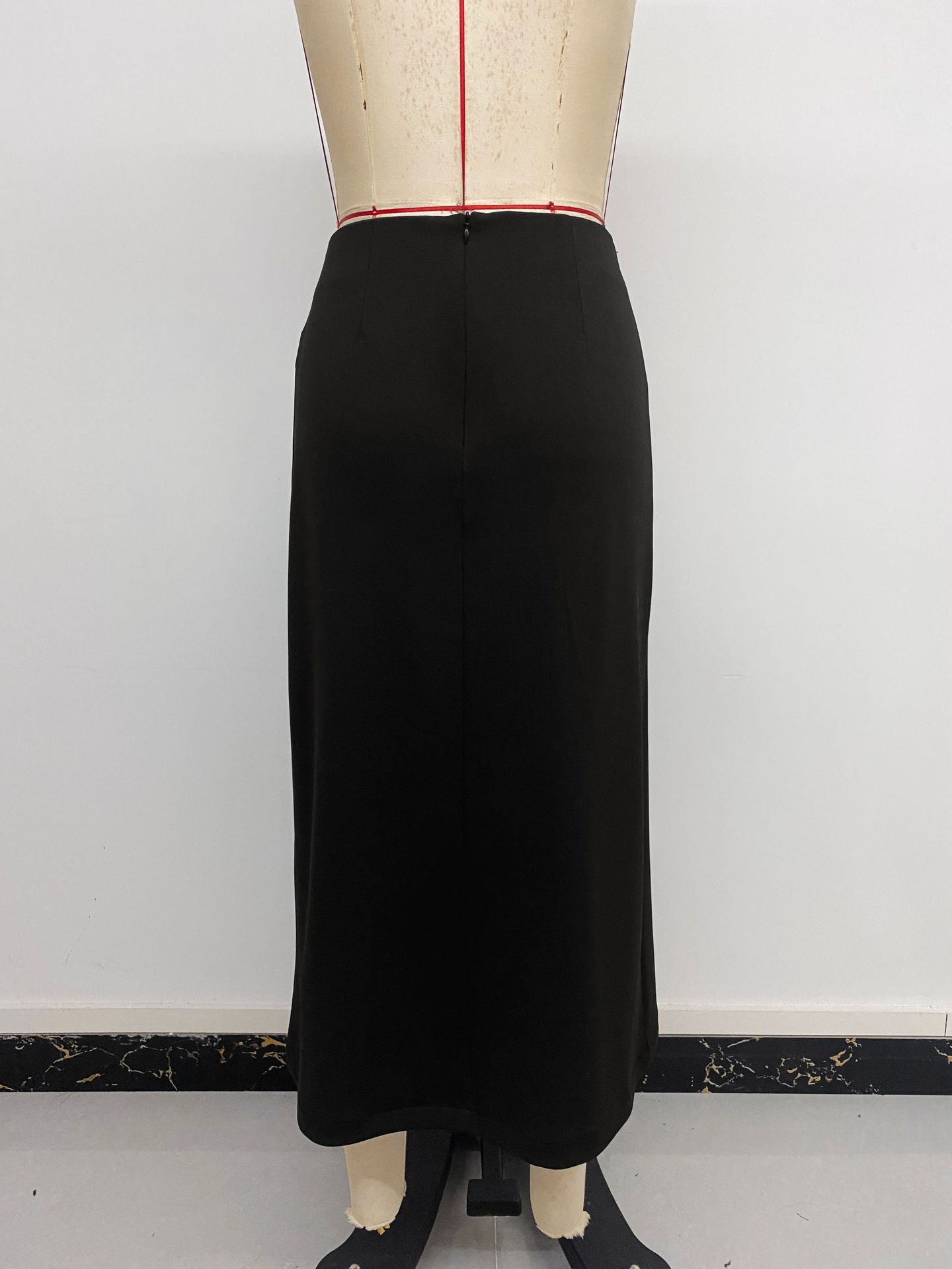 Straight Skirt with Retro Front Slit and Slimming Fit