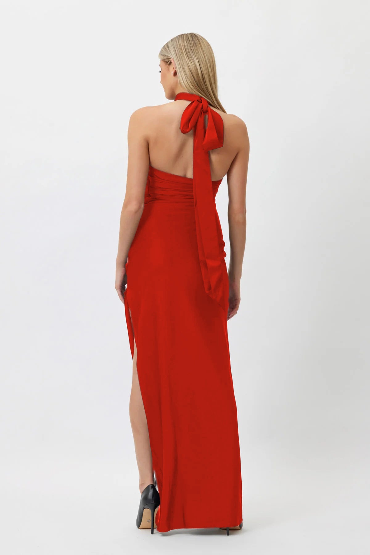 Halter Long High Sense Dress with Backless Design and Asymmetric Skirt