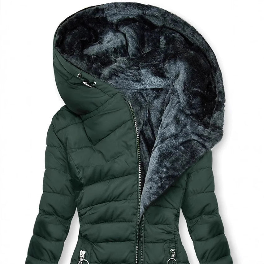 Slim-fit Cotton-padded Jacket with Stylish Hooded Design