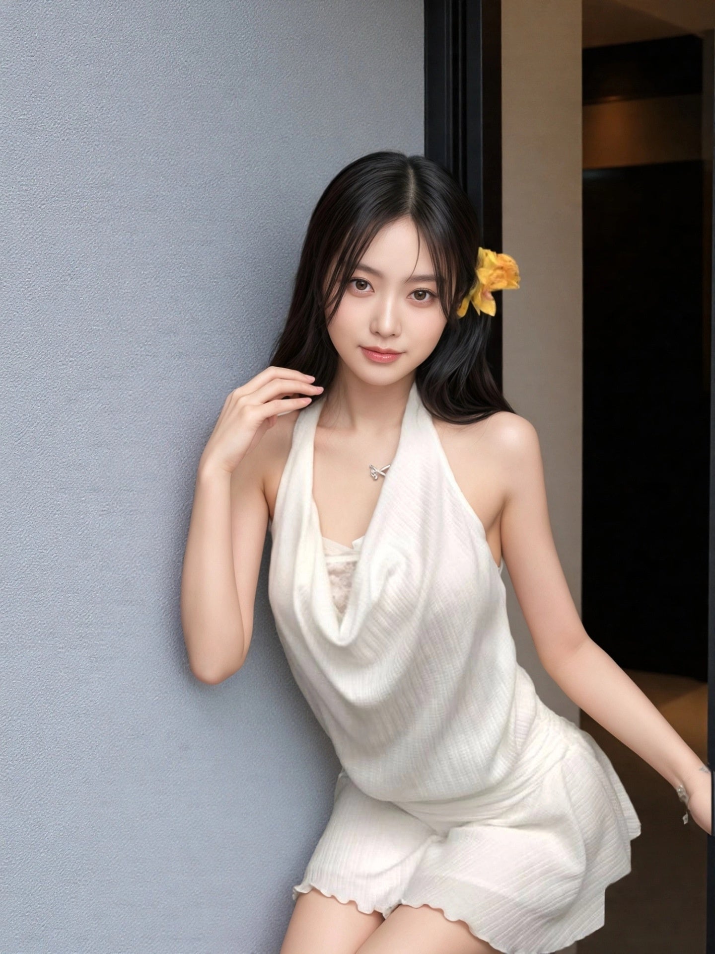 Swing Collar Halter Dress with Backless Design for Stylish Outings