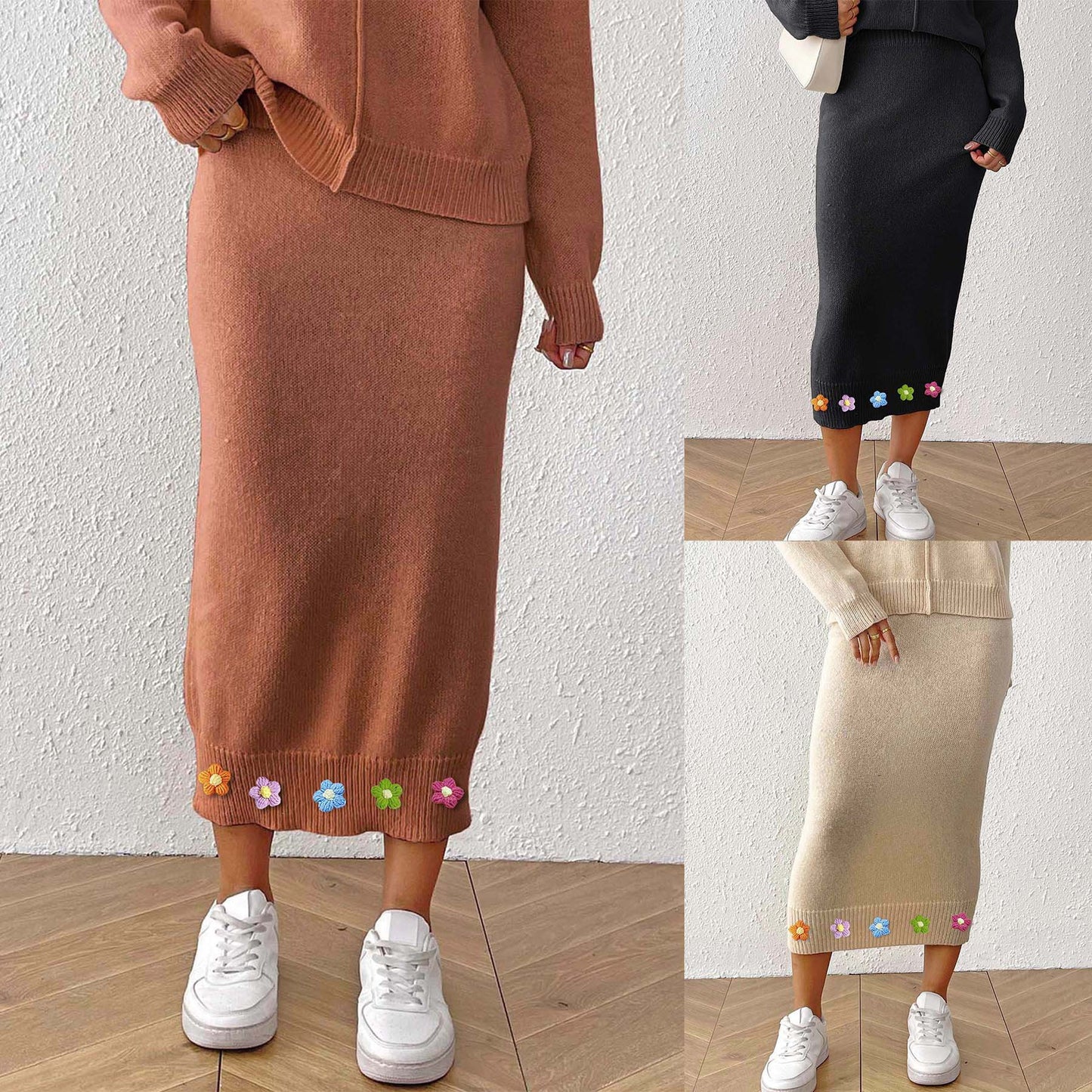 Crocheted Decorative Skirt with Unique Three-Dimensional Flower Design