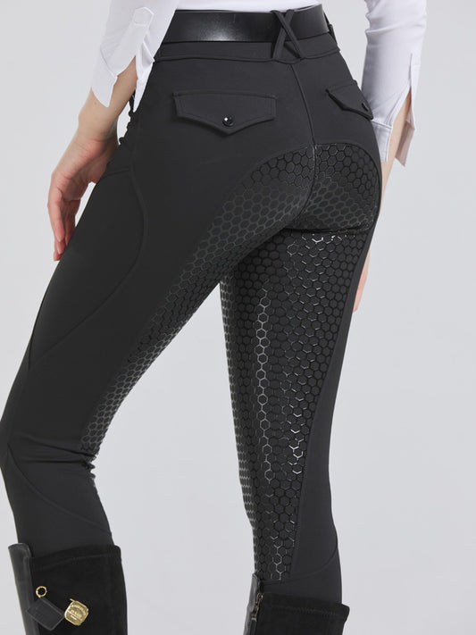 Stretch High-Waist Quick-Drying Pants with Stylish Honeycomb Patterns