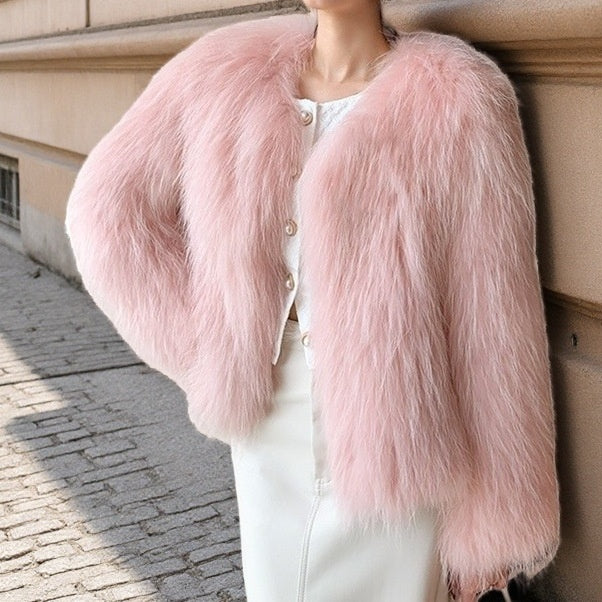 Artificial Fur Coat with Trendy Pocket Design for Stylish Outfits