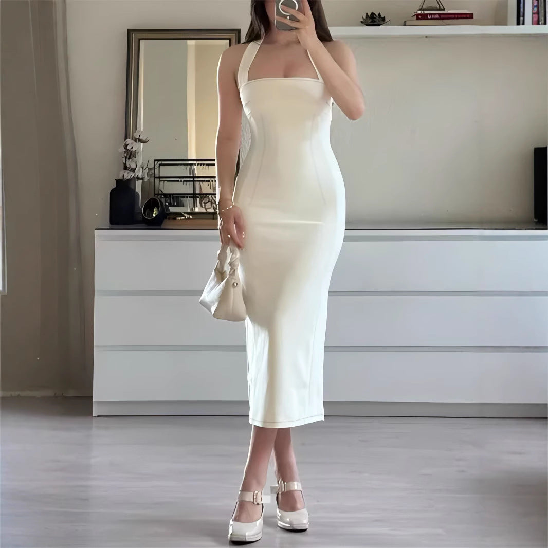 Slim Fit Backless Dress with High Waist Style for Effortless Elegance