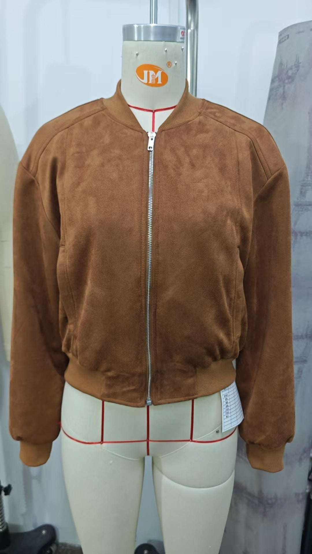 Suede Solid Color Zip Jacket with Casual Slim Fit Style