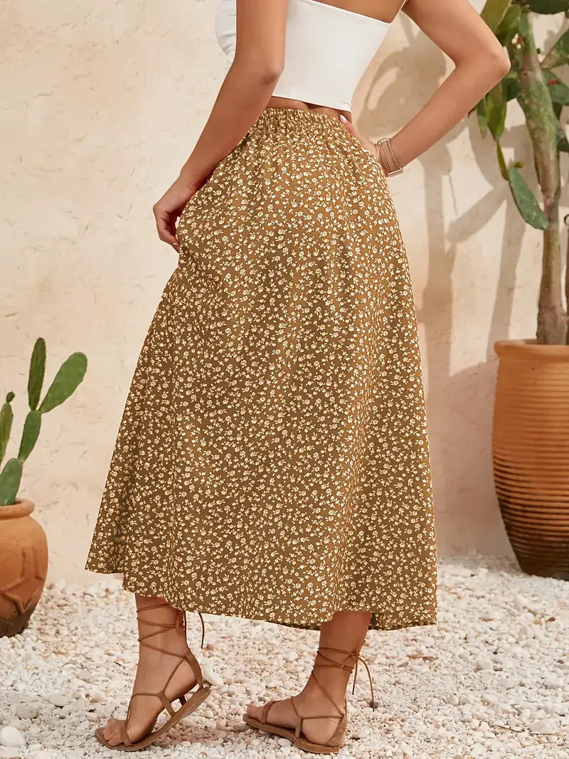 A-Line Skirt with Self-Tie and Embroidery Design for Summer Style