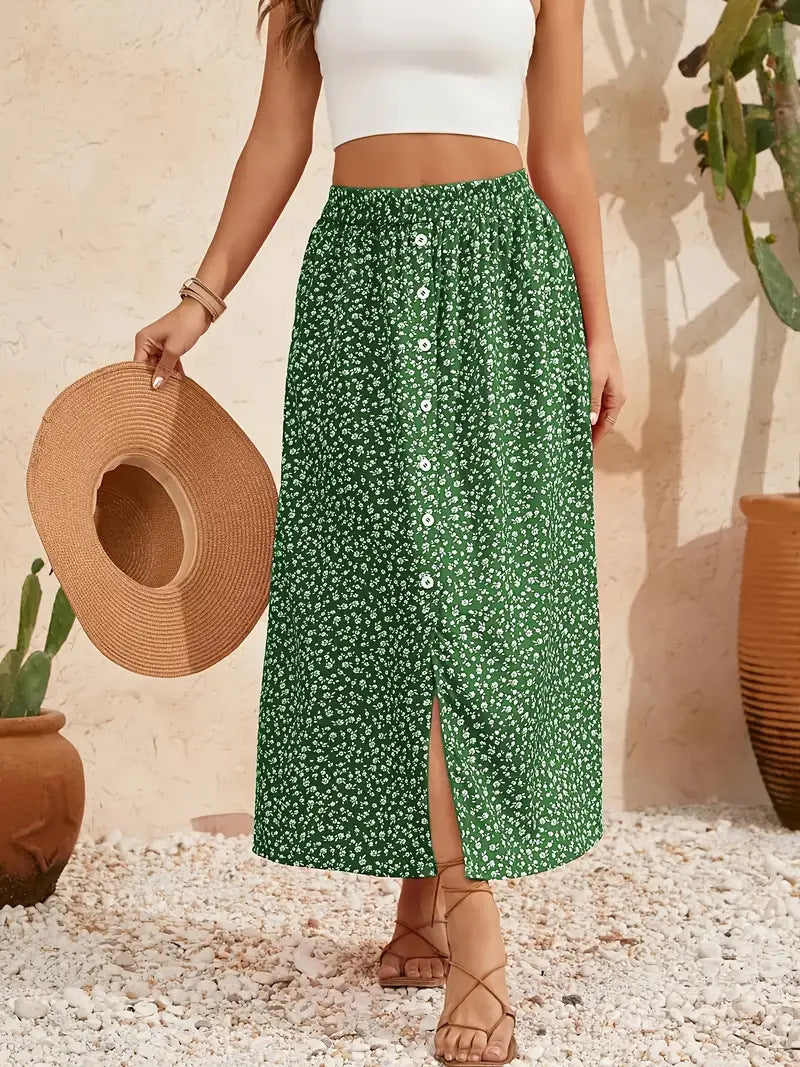 A-Line Skirt with Self-Tie and Embroidery Design for Summer Style