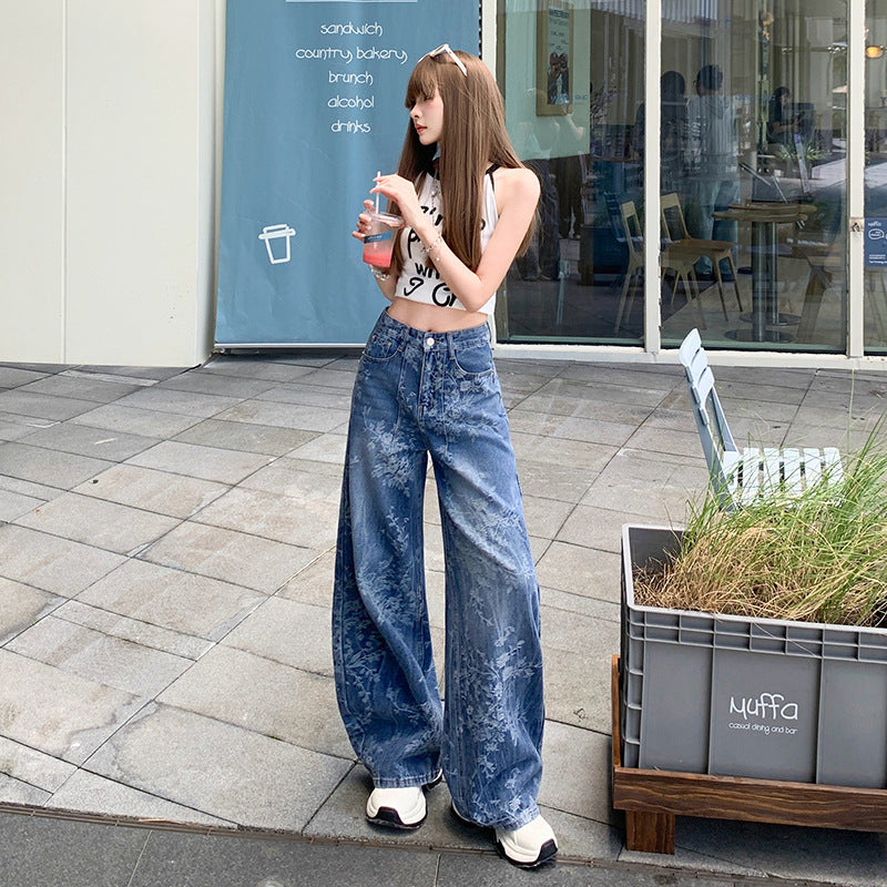 Loose Wide-leg Jeans with Comfortable Denim Fabric for Everyday Wear