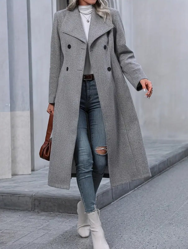 Woolen Long Slim-fit Coat with Casual Japanese and Korean Style