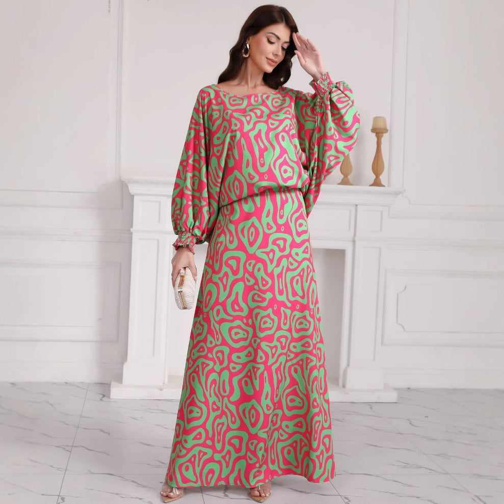 Plus Size Printed Skirt with Geometric Pattern for Casual Style