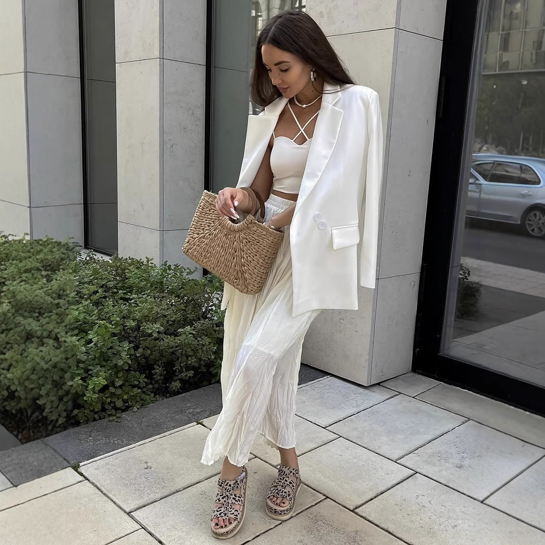 Pleated High Waist Skirt with Elegant Beige Color and Comfortable Fit