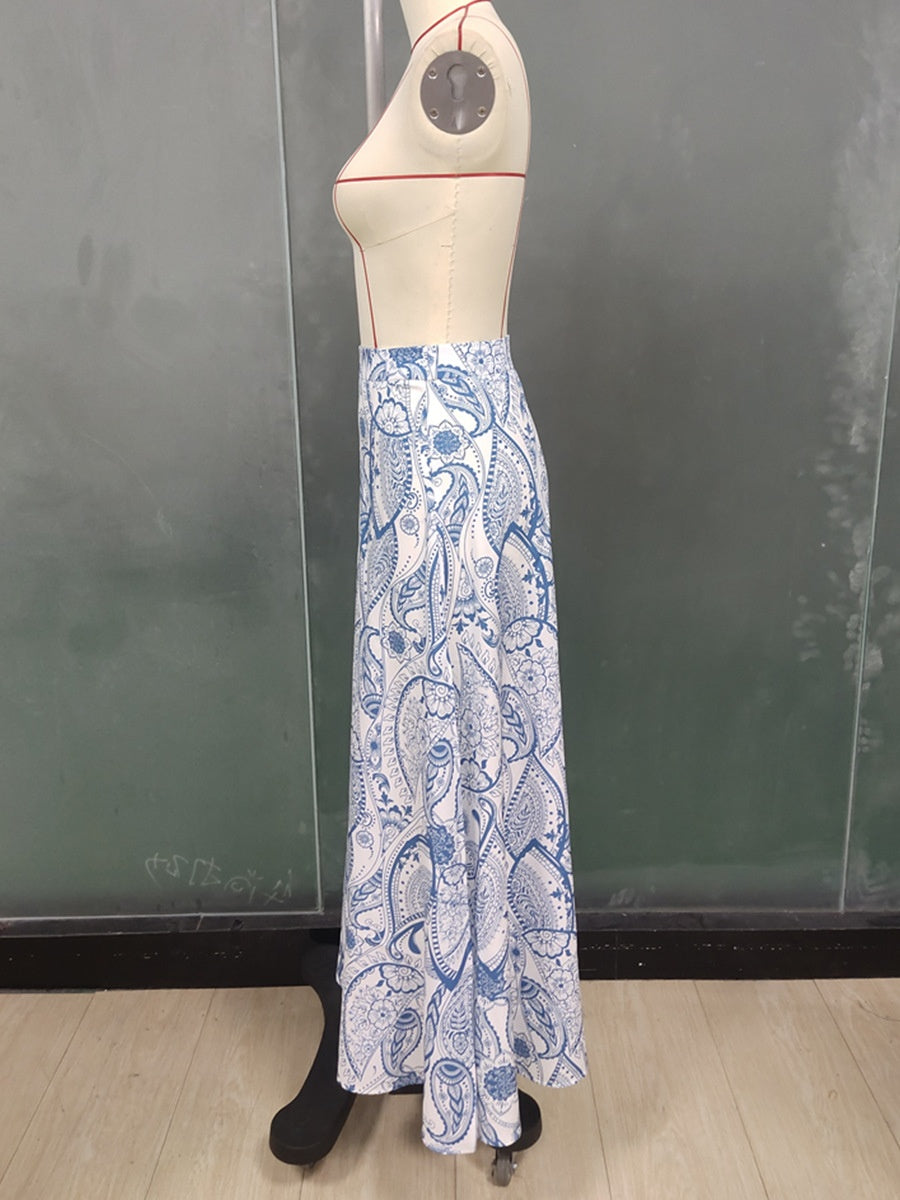 A-line Skirt with 3D Printed Design and Elegant Slit Detail