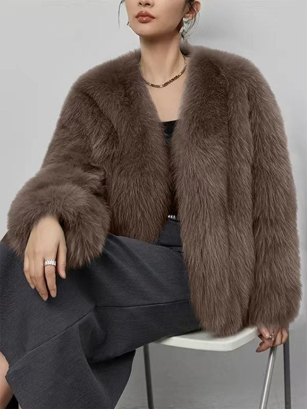 Artificial Fur Coat with Trendy Pocket Design for Stylish Outfits