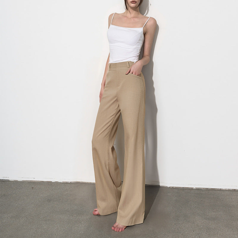 Wide Leg Pants with Draping Effect for Effortless Style and Comfort