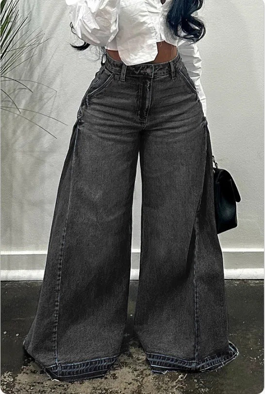 Loose Wide Leg Jeans with Tassel Details for a Unique Style Statement