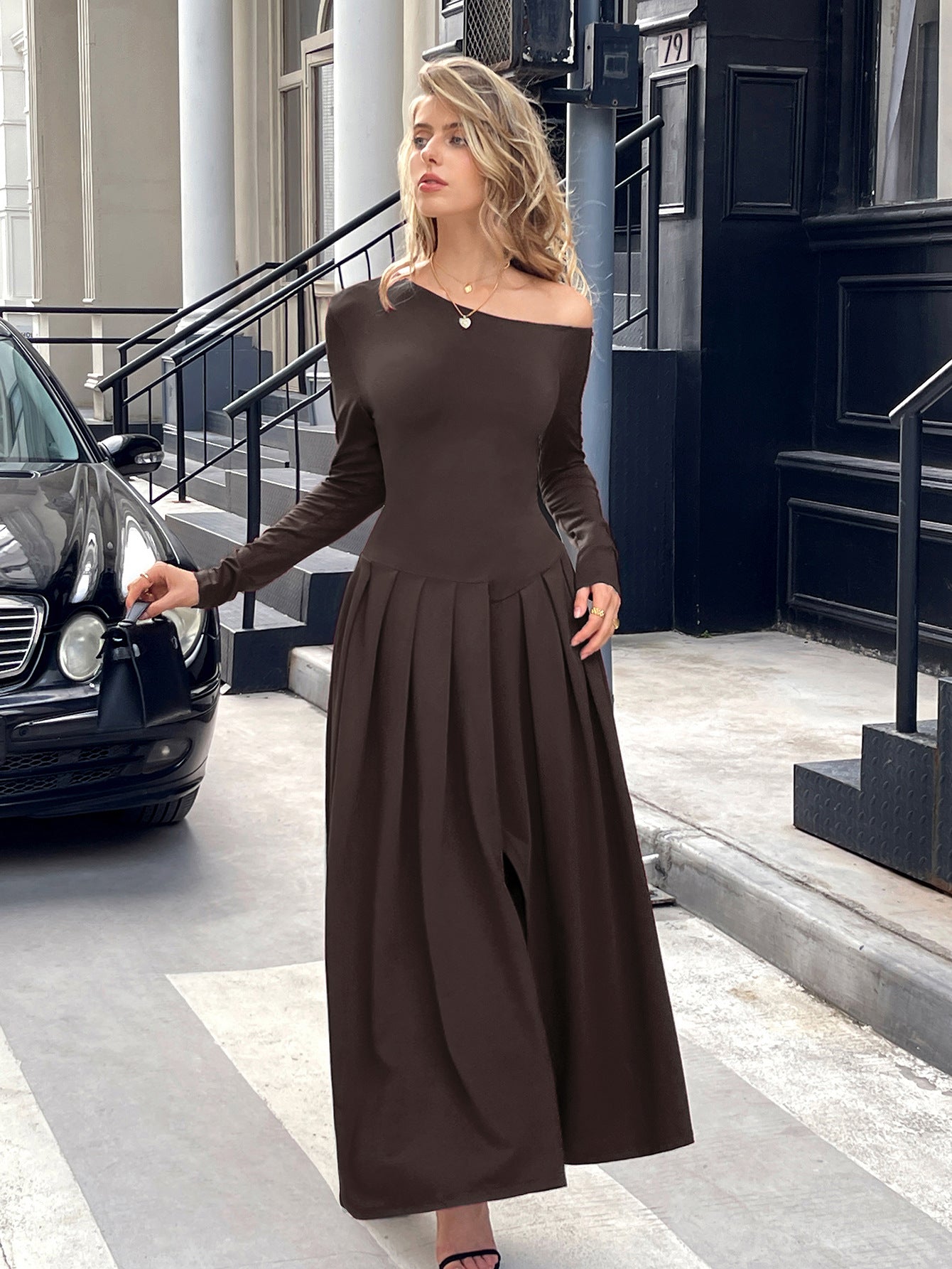 High Waist Long Skirt Dress with Versatile A-Line Style