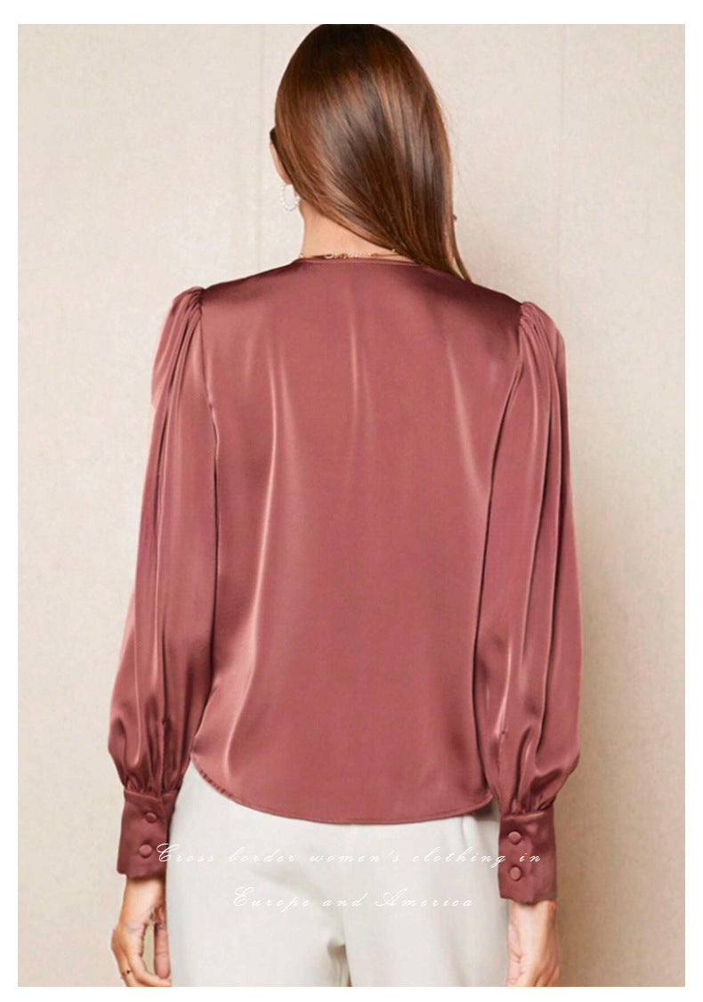 Satin Top with Button Detail for Effortless Style and Comfort
