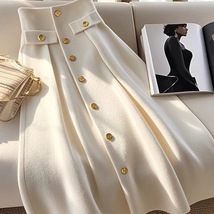 High Waist Slimming Draping Dress with Embroidery Detail