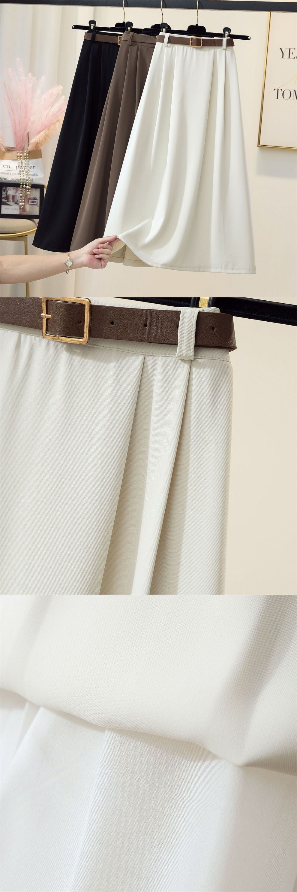 High Waist Drooping Large Skirt with Elastic Waist for Comfort