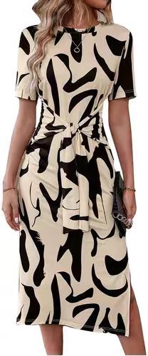 Printed Short-sleeved Dress with Casual Japanese Style