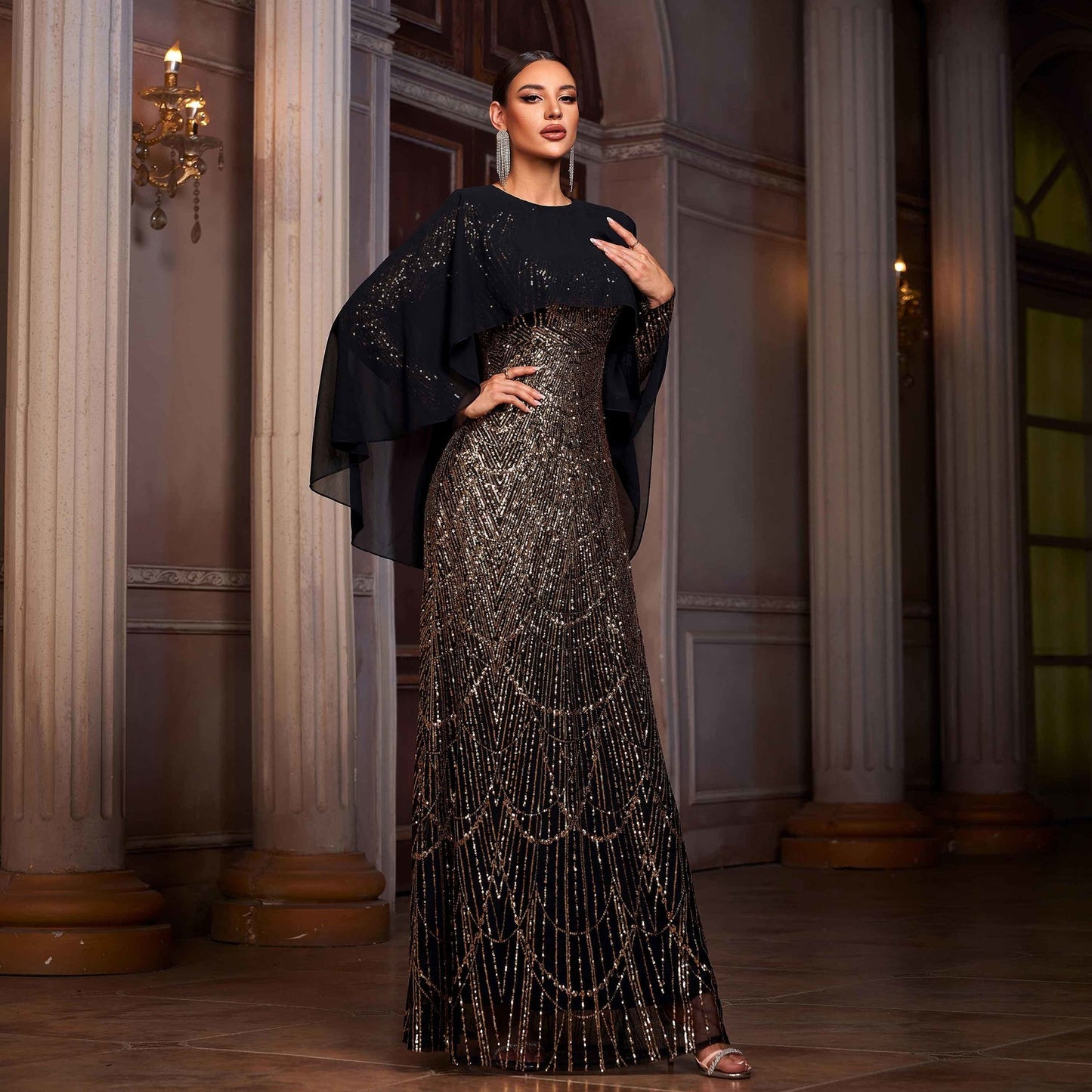 A-Line Evening Dress with Sequins for Glamorous Banquet Events