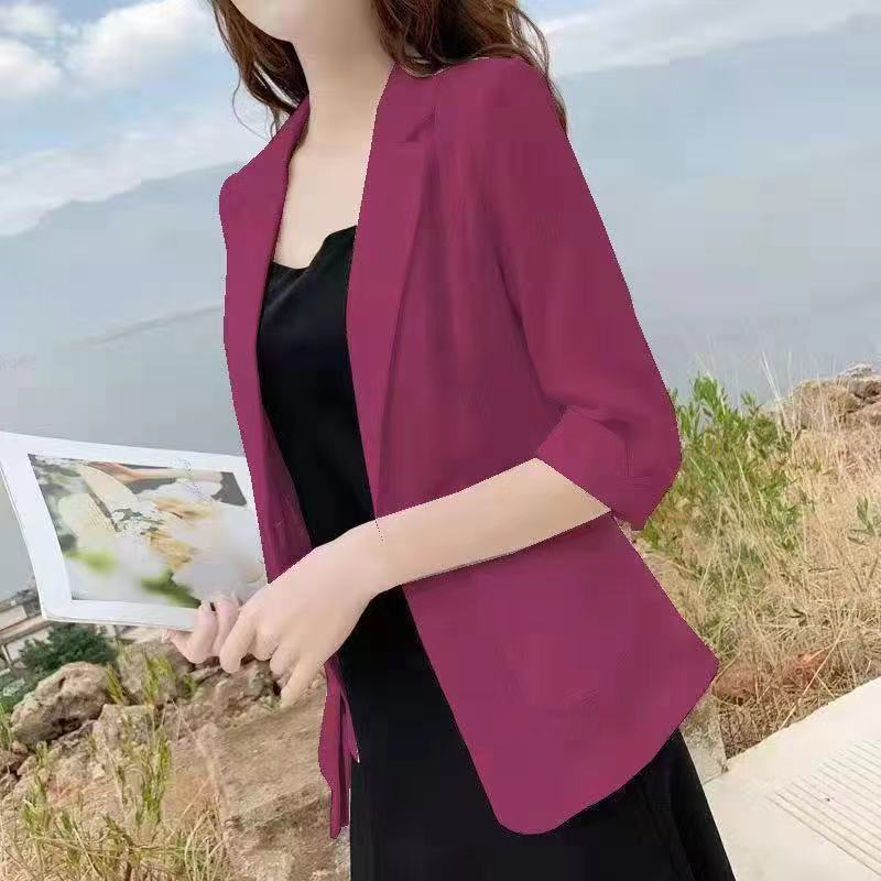 Casual Cotton and Linen Tailored Suit Top with Versatile Color Options