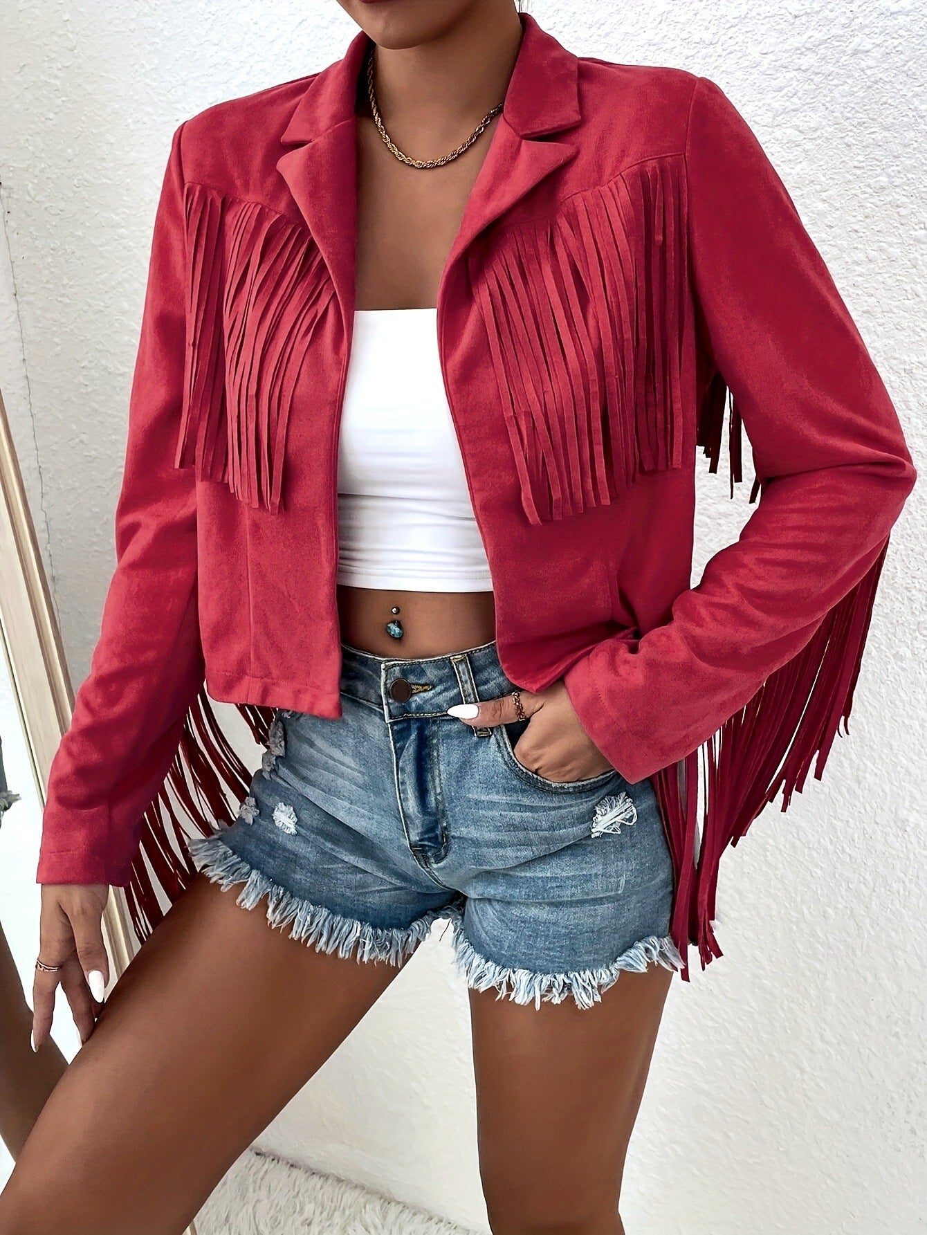 Slim Tassel Long Sleeve Blazer with Versatile Color Options
