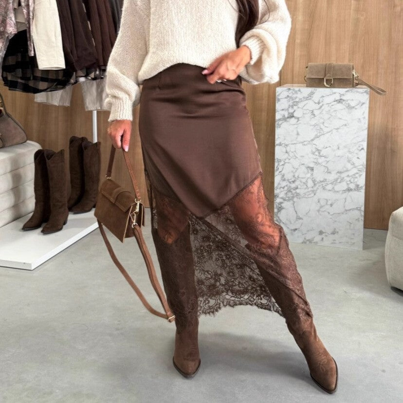 Skirt with Slimming Solid Color Design for Flattering Fit