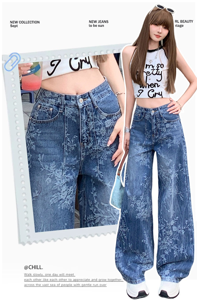 Loose Wide-leg Jeans with Comfortable Denim Fabric for Everyday Wear