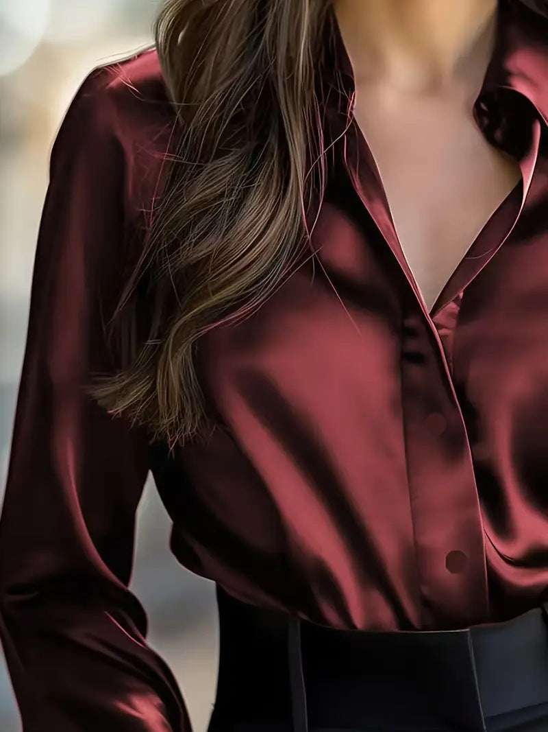 Long Sleeve Button Shirt with Solid Color Elegance for Every Occasion
