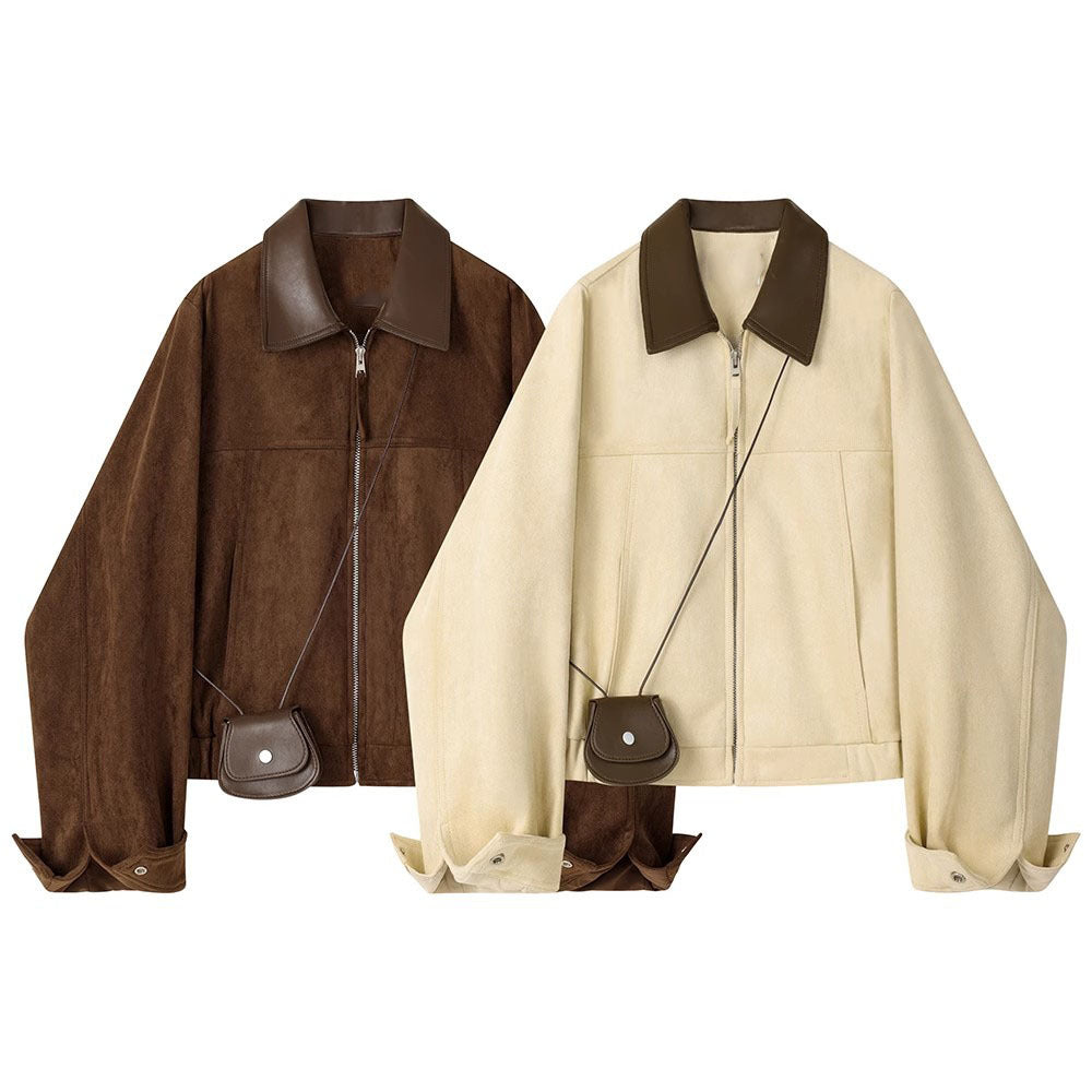 Retro Loose Short Jacket with Long Sleeves for Effortless Style