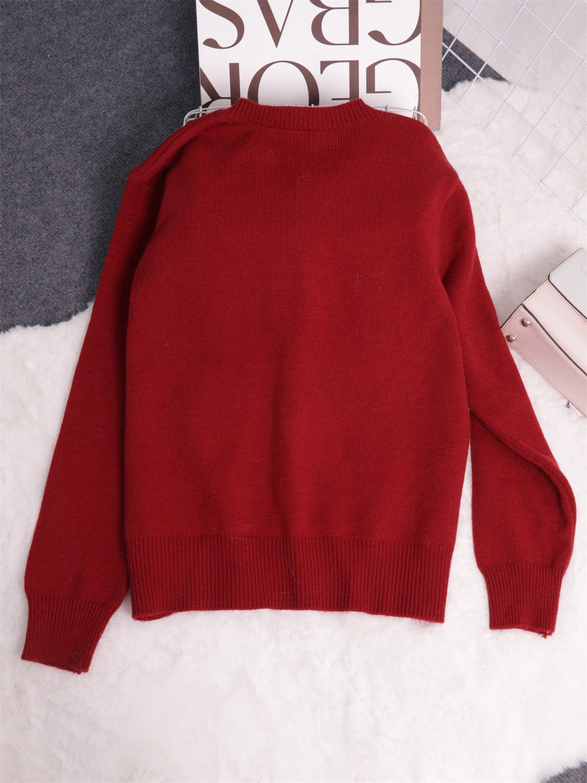 Simple Commute Color Button Single-breasted Knitted Cardigan Sweater Coat