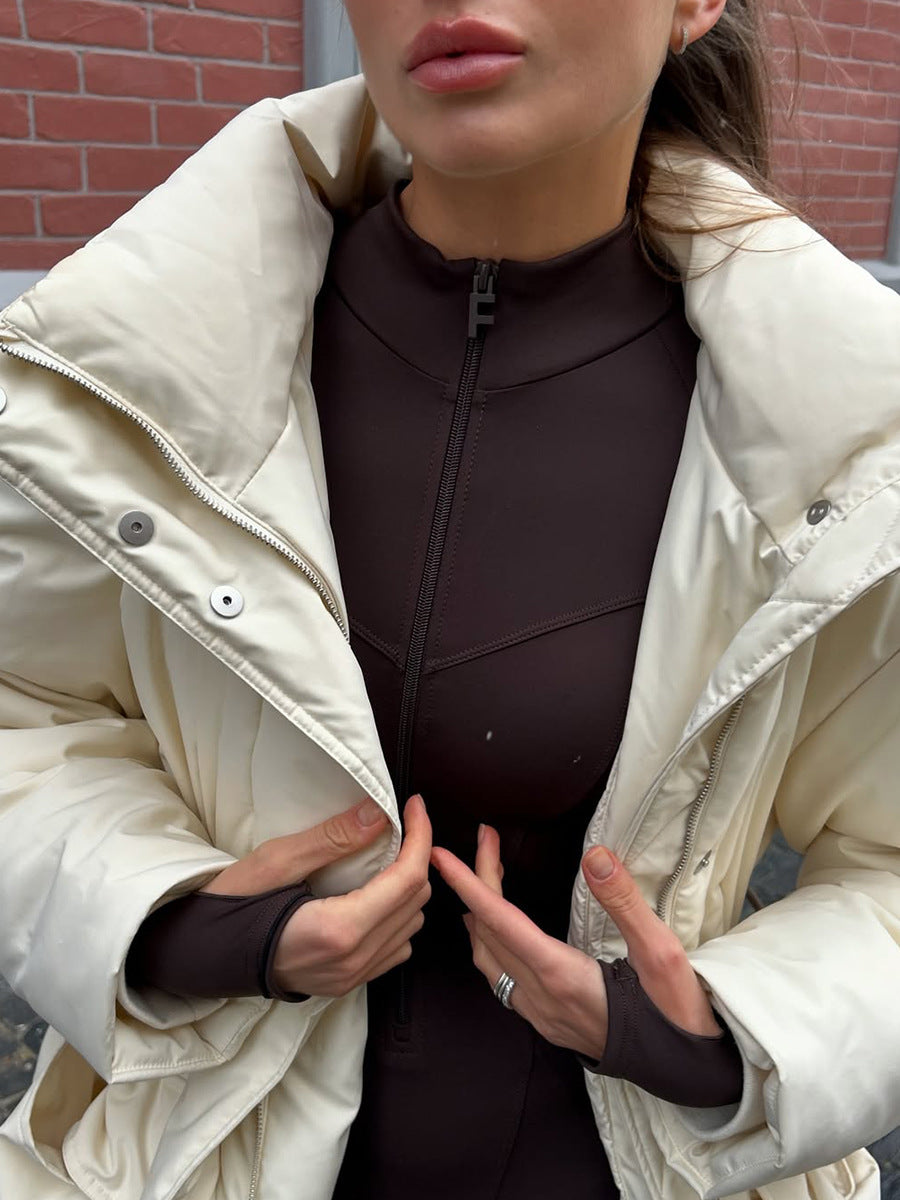 Slim-fit Drawstring Waist Tight Jacket with Casual Quilted Style