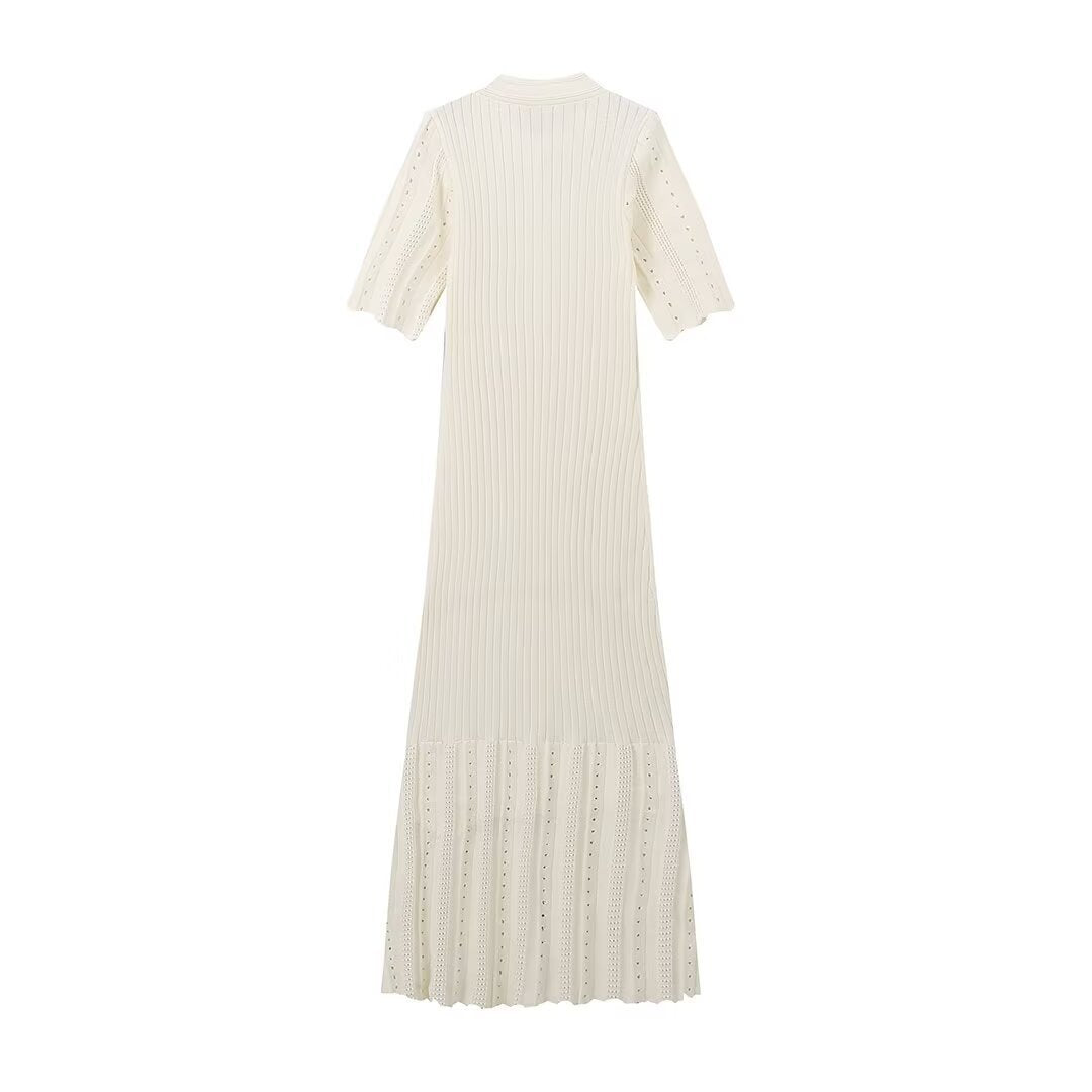 Short-sleeved Knitted Dress with Stylish Slit Design for Every Occasion