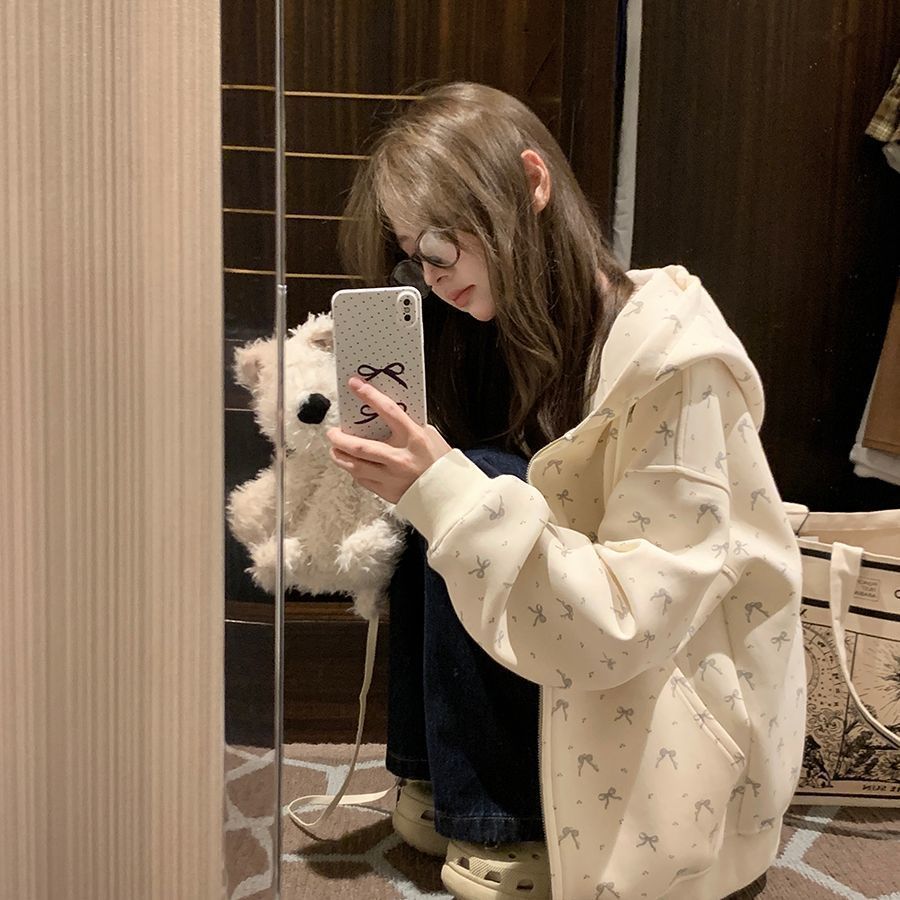 Floral Hooded Cardigan with Cozy Fleece Padded Design