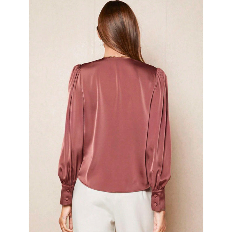Satin Top with Button Detail for Effortless Style and Comfort