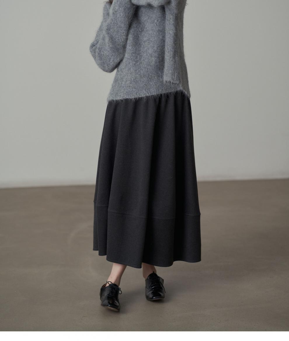 Commuter Woolen Solid Color Skirt with High Elasticity Comfort