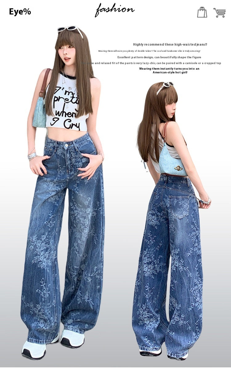 Loose Wide-leg Jeans with Comfortable Denim Fabric for Everyday Wear