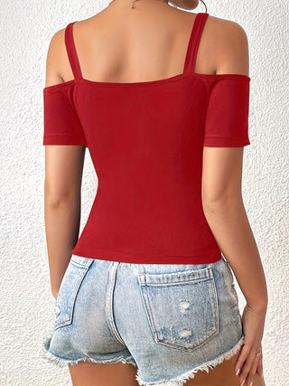Short Chic Sports Top with Solid Color Design for Hot Girls