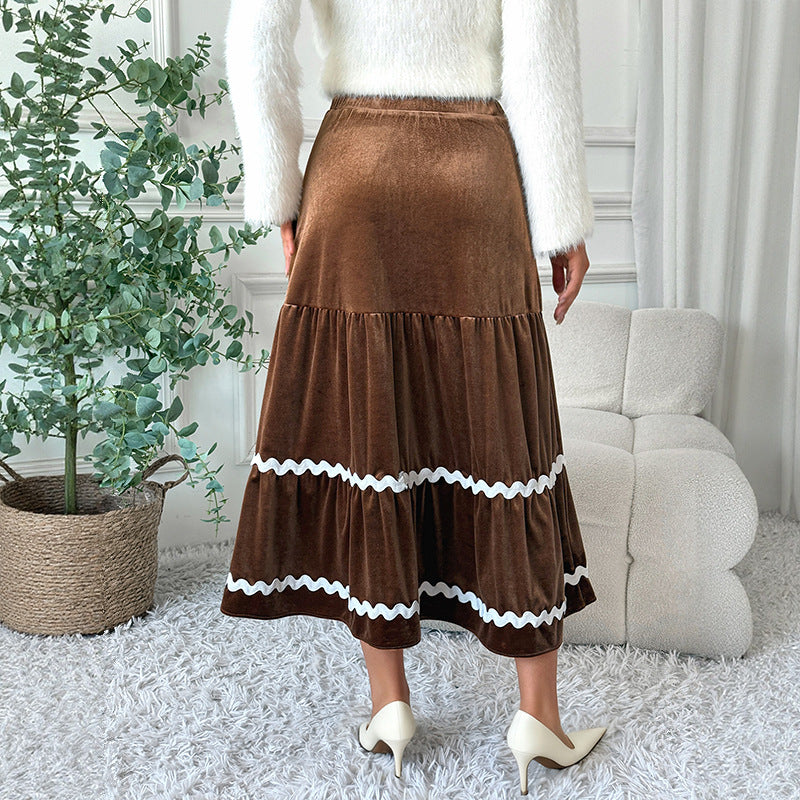 Mid-length Lace Skirt with High Elasticity for Effortless Style