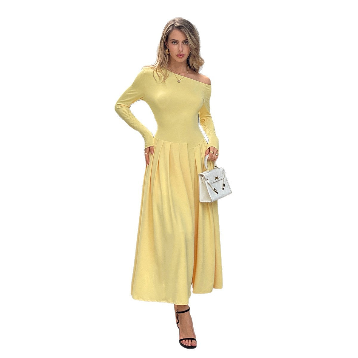 High Waist Long Skirt Dress with Versatile A-Line Style