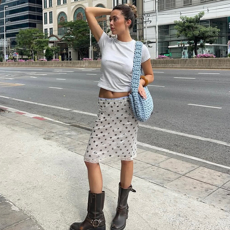 Retro Dots Printed Low Waist Slimming Tutu Skirt for Stylish Looks