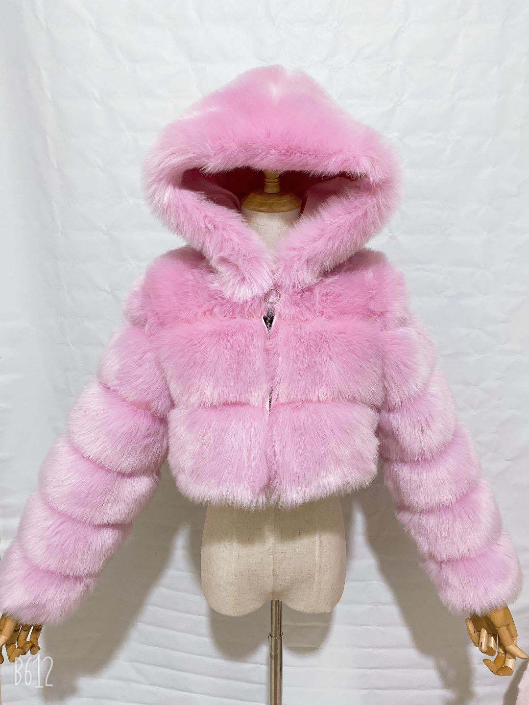 Short Hooded Faux Fur Coat for Elegant Comfort and Style