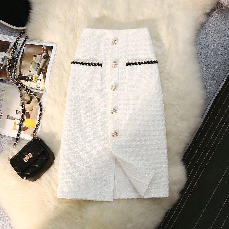 High Waist Slimming A-Line Skirt with Stylish Pocket Design