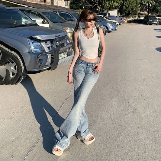 Bell-bottom Jeans with Slim Fit Stretch for Effortless Style