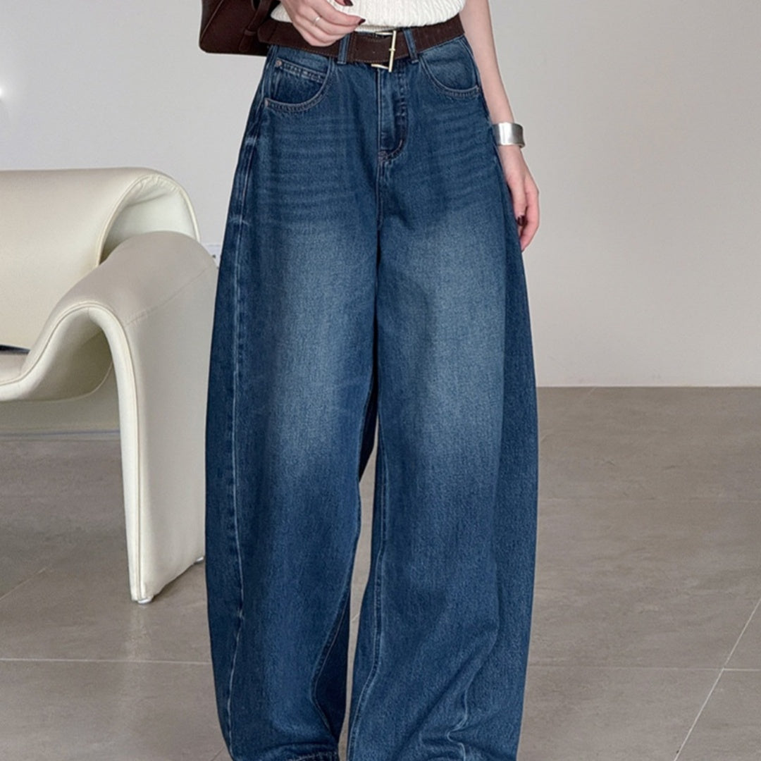 High Waisted Wide Leg Jeans with Ultra-Thin Cotton Fabric
