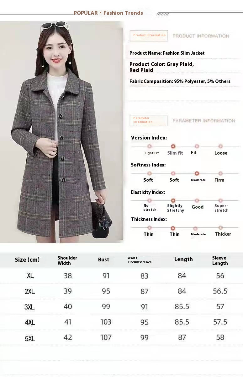 Plaid Woolen Coat with Casual Japanese Style for Autumn Wear